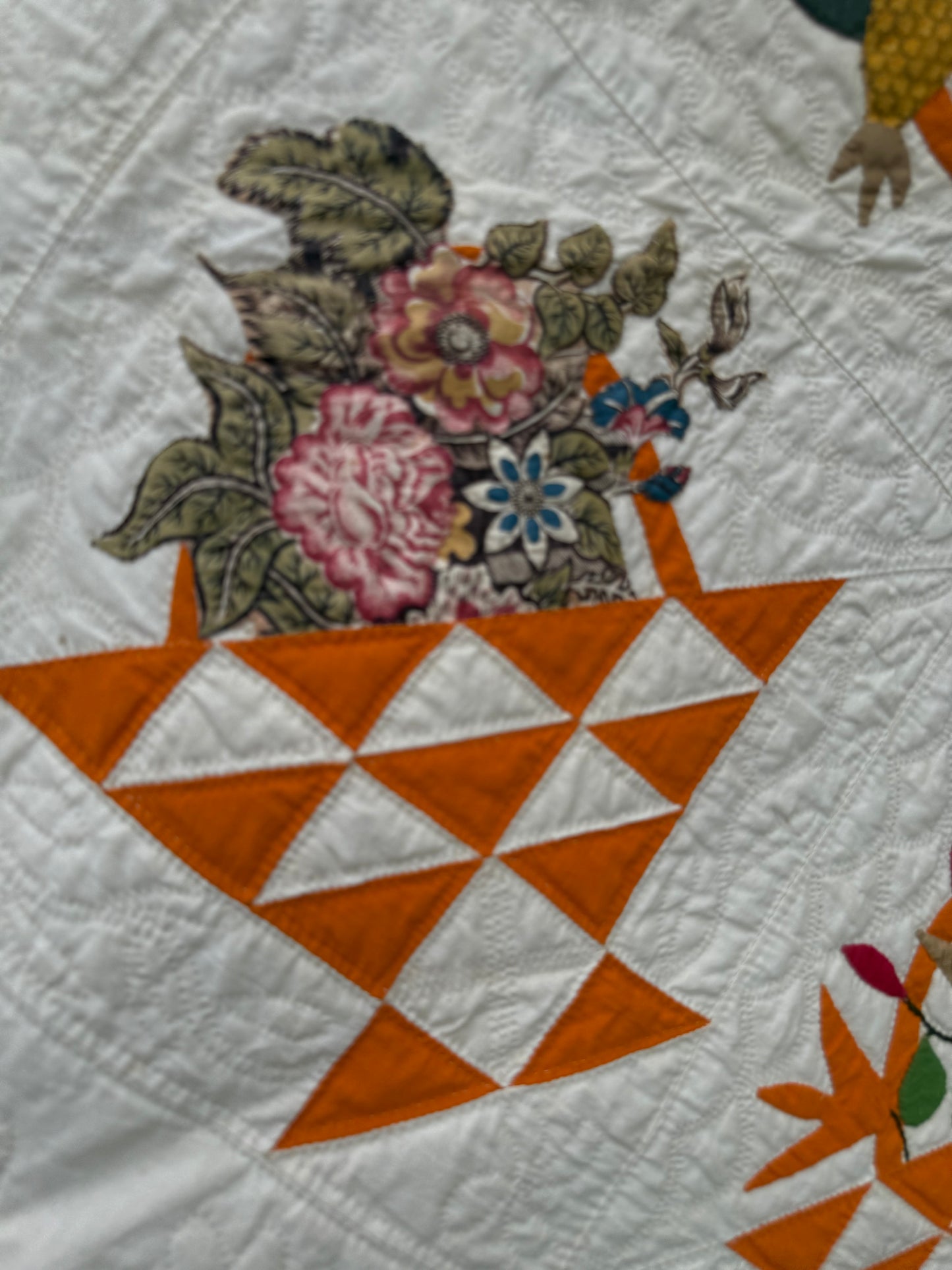 Early Basket of Chintz Flowers Quilt