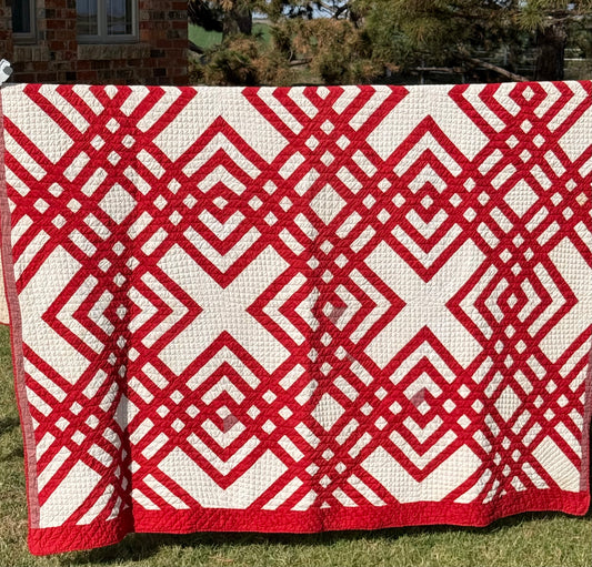 Red and White Carpenters Square Quilt