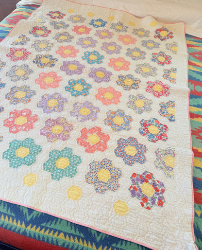 Smaller Quilt -A Crib or Lap Size Flower Garden Quilt