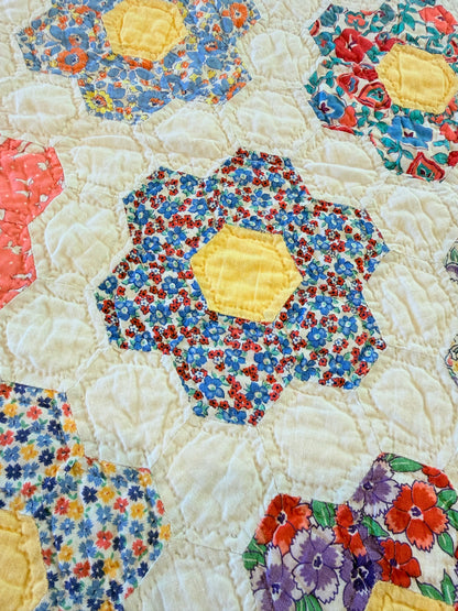 Smaller Quilt -A Crib or Lap Size Flower Garden Quilt