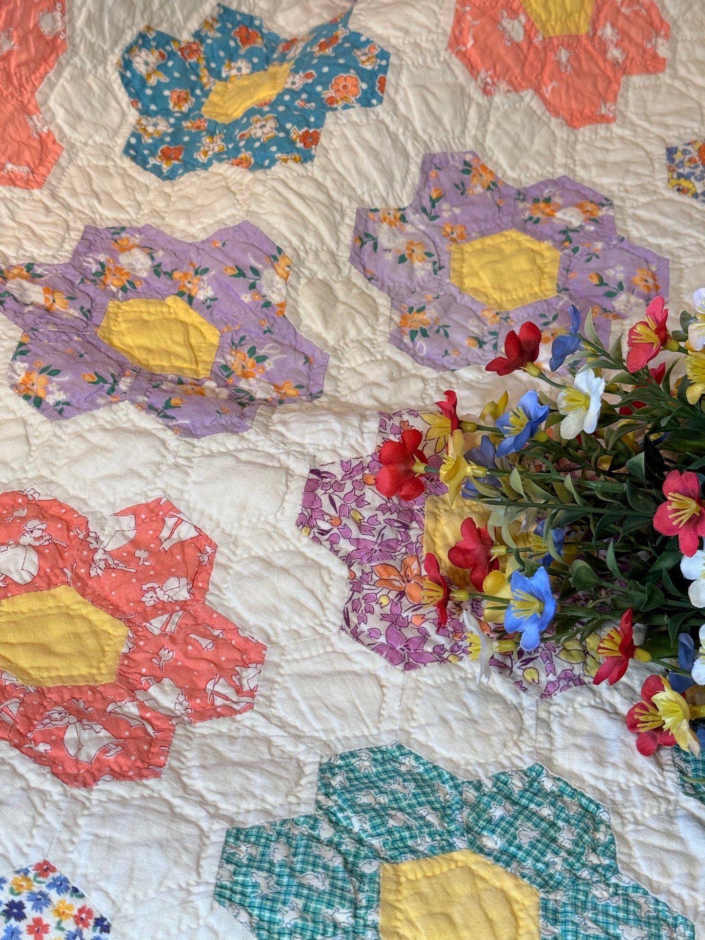 Smaller Quilt -A Crib or Lap Size Flower Garden Quilt