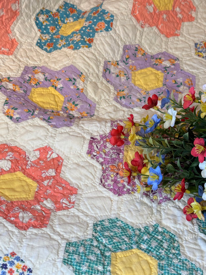 Smaller Quilt -A Crib or Lap Size Flower Garden Quilt
