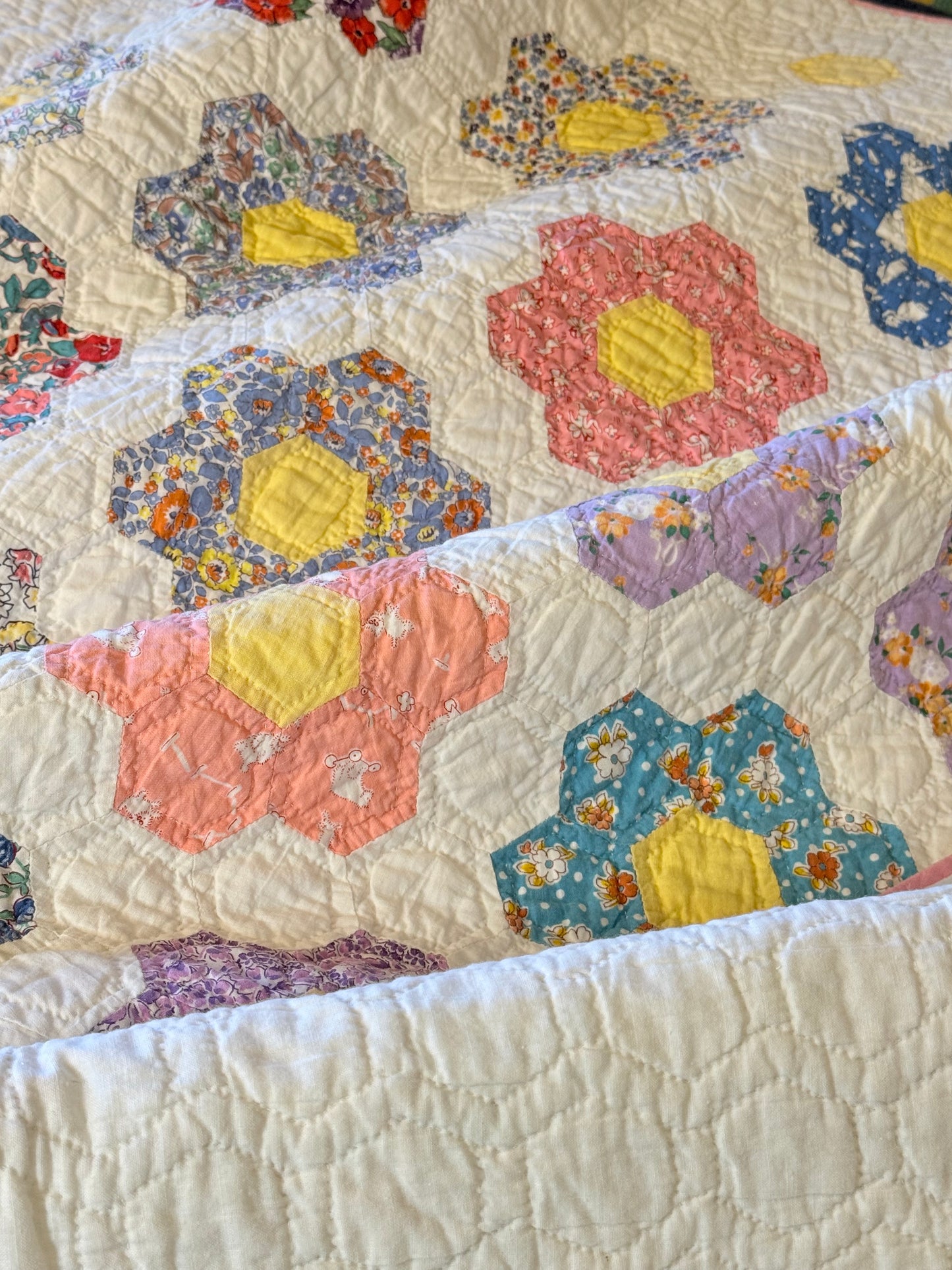Smaller Quilt -A Crib or Lap Size Flower Garden Quilt