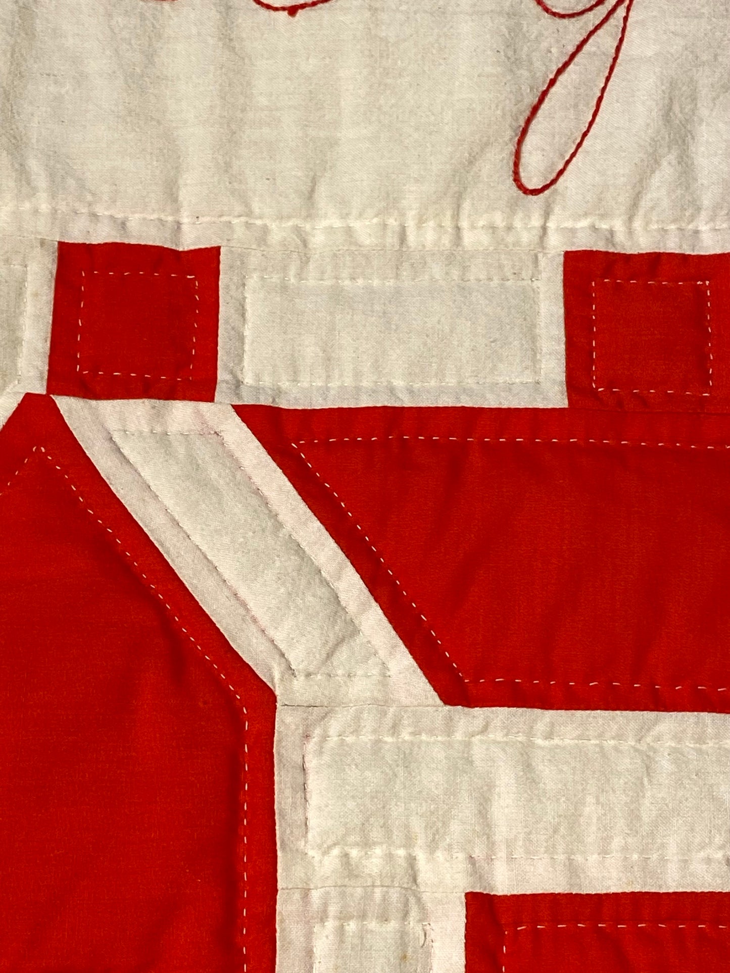 Red and White School House Vintage Quilt