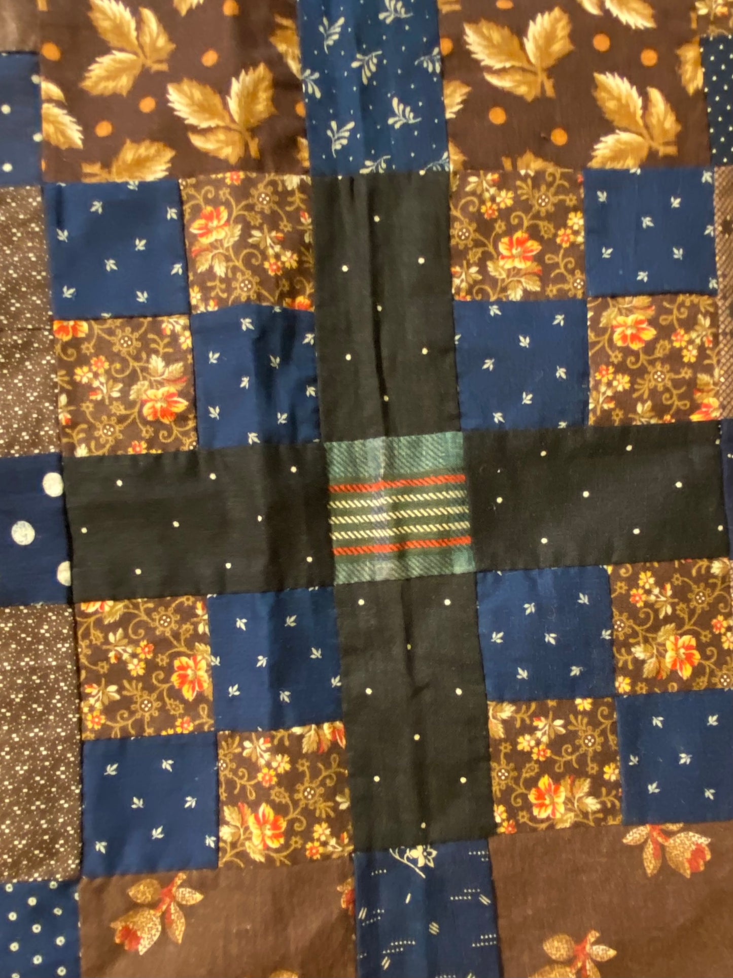 4 Patch Patchwork Variation Quilt Top - Rich and earthy