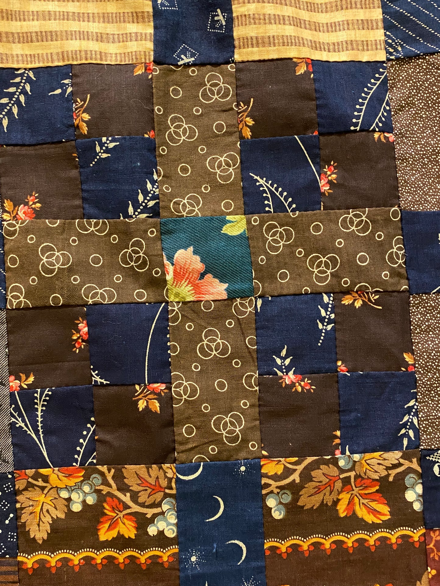 4 Patch Patchwork Variation Quilt Top - Rich and earthy