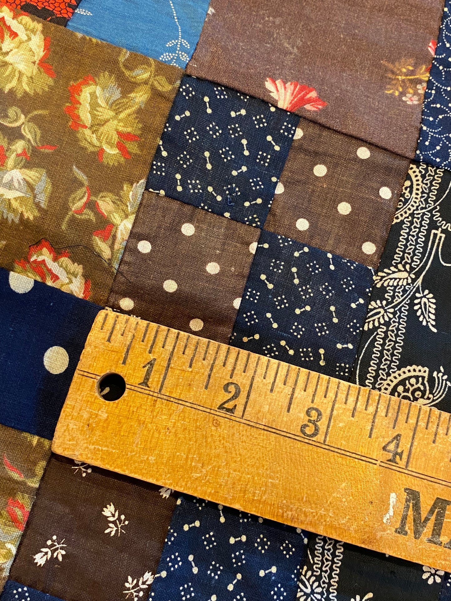 4 Patch Patchwork Variation Quilt Top - Rich and earthy