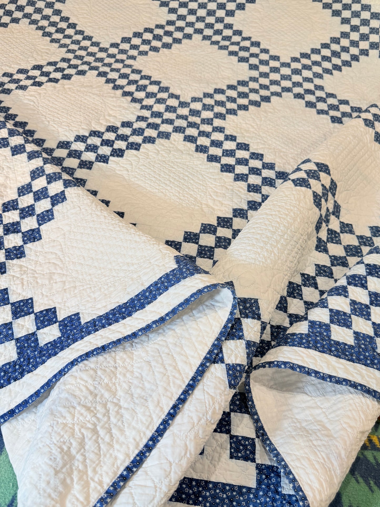 Indigo Triple Irish Chain Quilt
