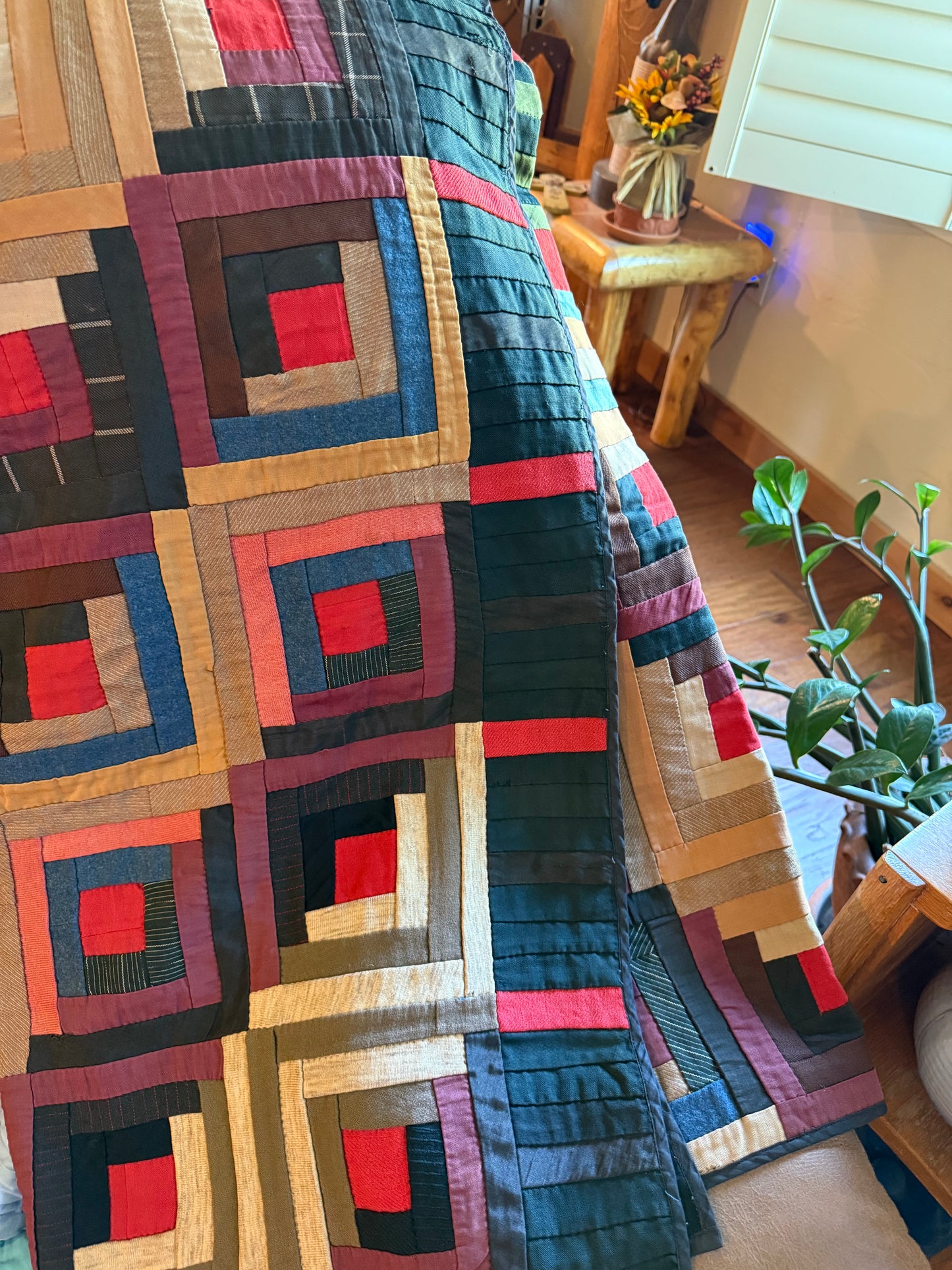 Barn Raising Log Cabin Wool Quilt