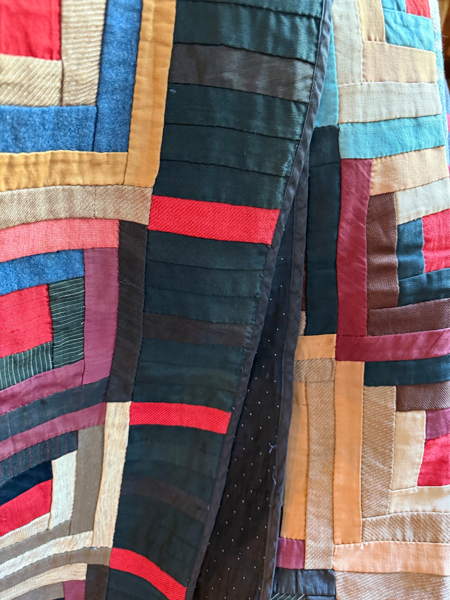 Barn Raising Log Cabin Wool Quilt