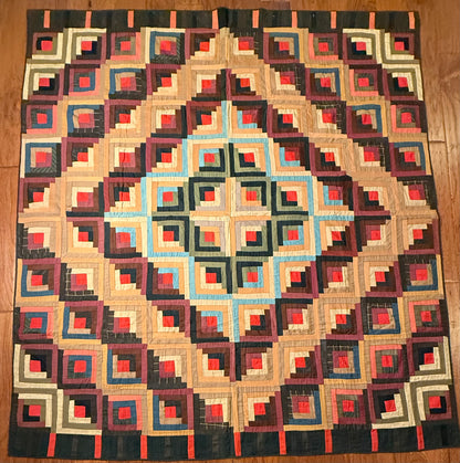 Barn Raising Log Cabin Wool Quilt
