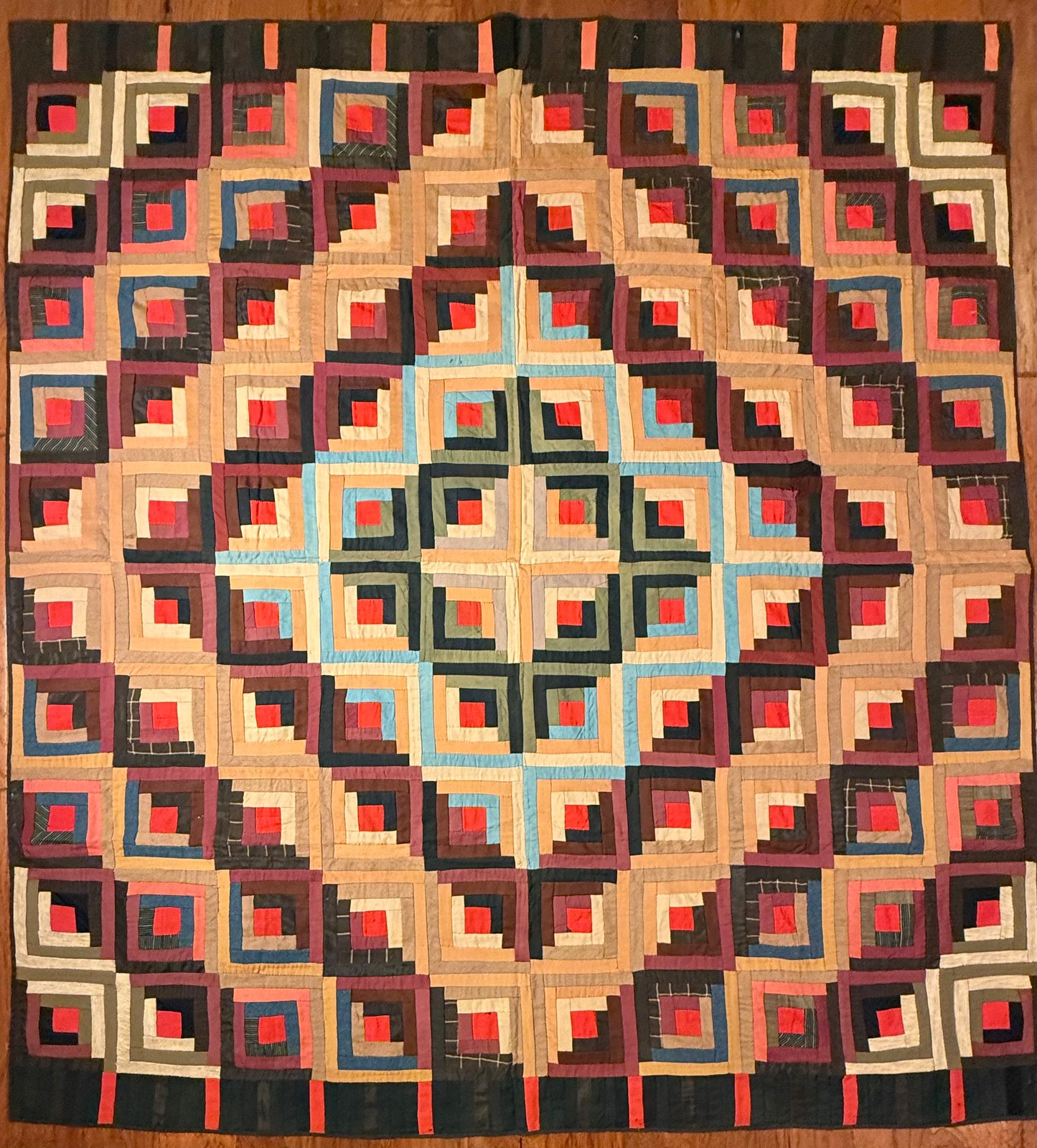 Barn Raising Log Cabin Wool Quilt