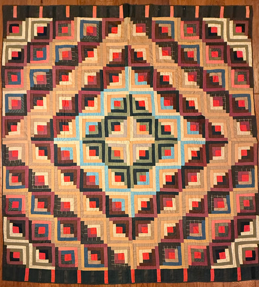 Barn Raising Log Cabin Wool Quilt
