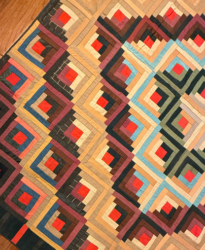 Barn Raising Log Cabin Wool Quilt