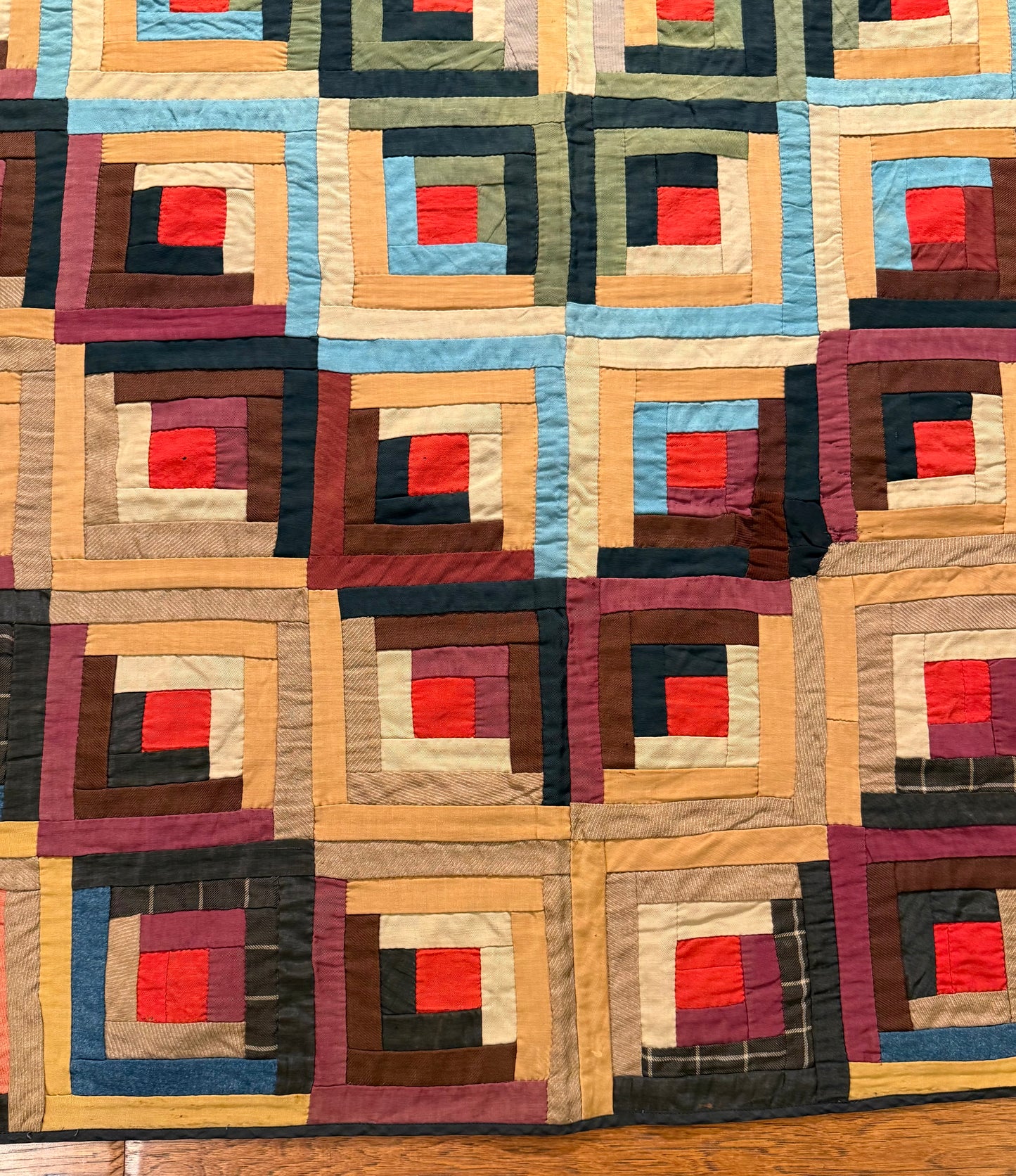 Barn Raising Log Cabin Wool Quilt