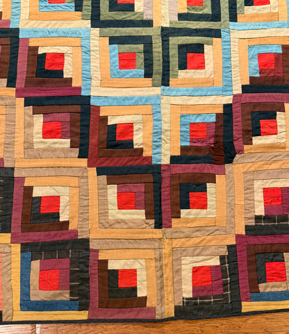 Barn Raising Log Cabin Wool Quilt