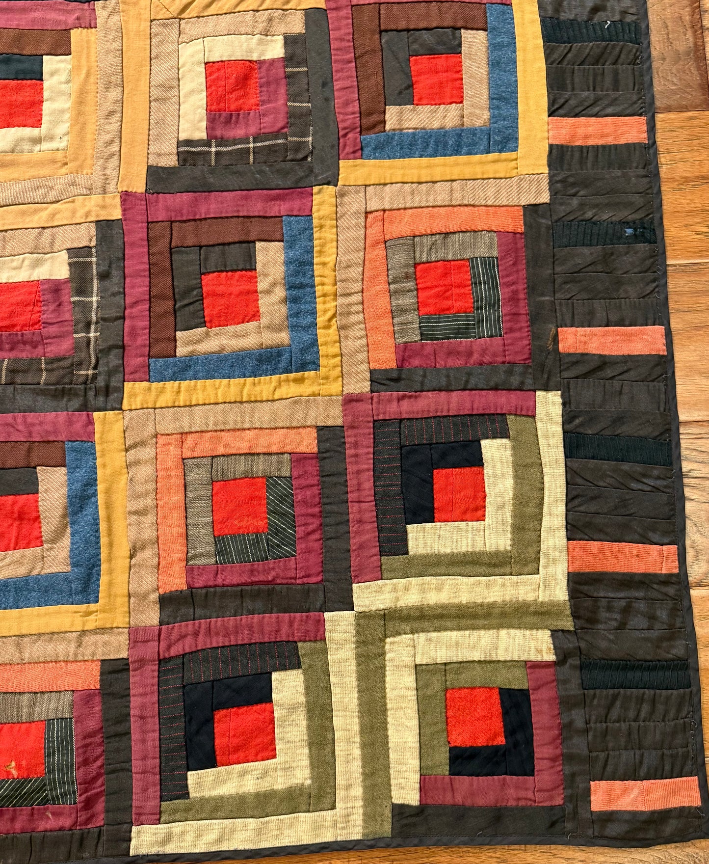 Barn Raising Log Cabin Wool Quilt