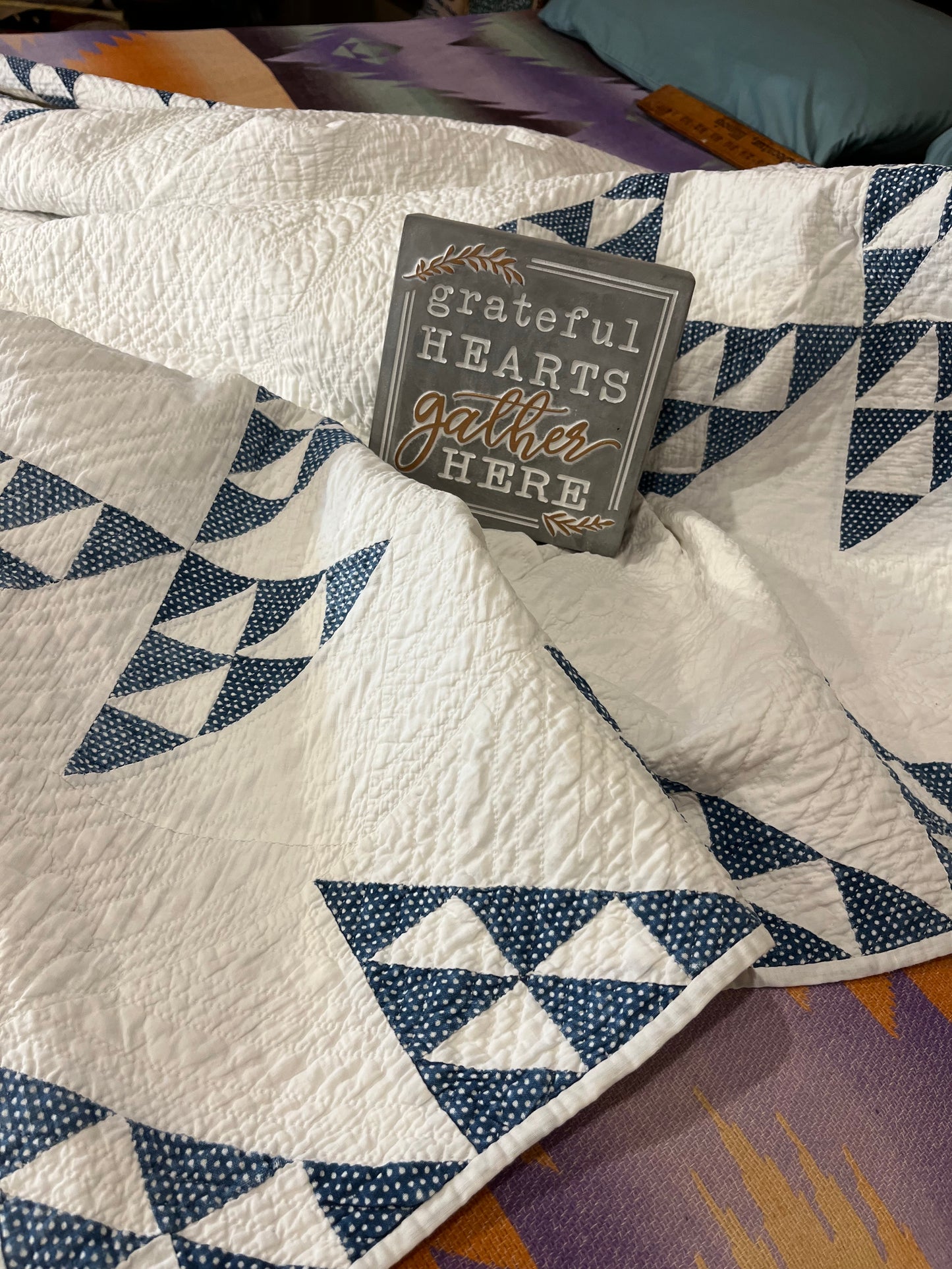 Early Double X Indigo Quilt