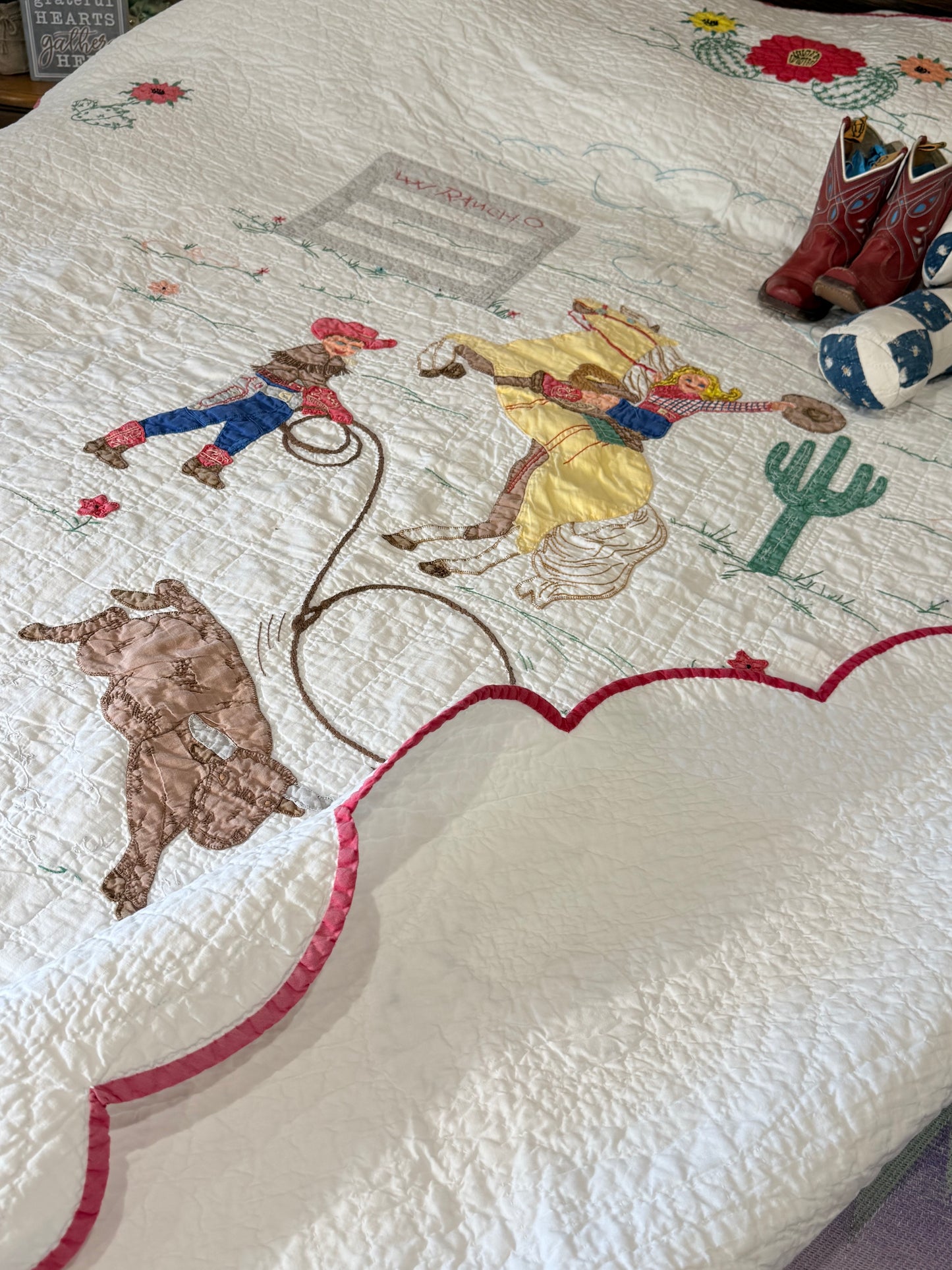 Little Mavericks Western Pictorial Cowgirl/ Cowboy  Vintage Quilt
