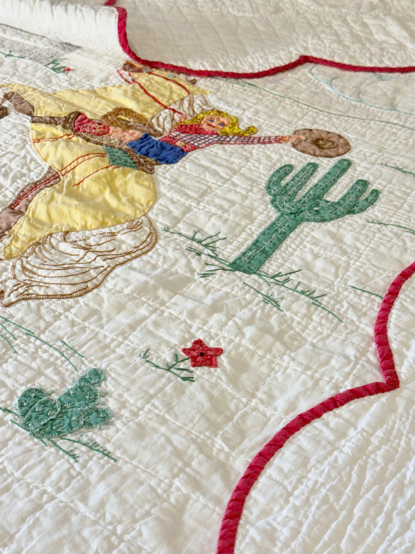 Little Mavericks Western Pictorial Cowgirl/ Cowboy  Vintage Quilt