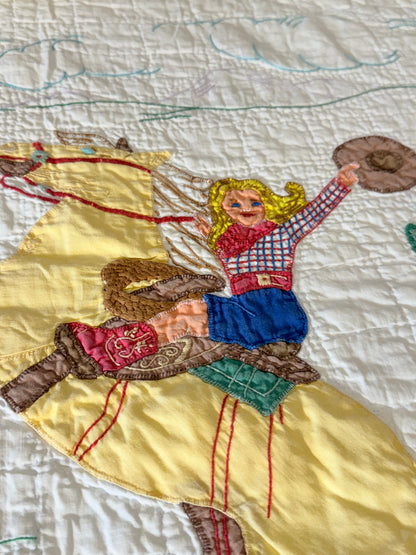 Little Mavericks Western Pictorial Cowgirl/ Cowboy  Vintage Quilt
