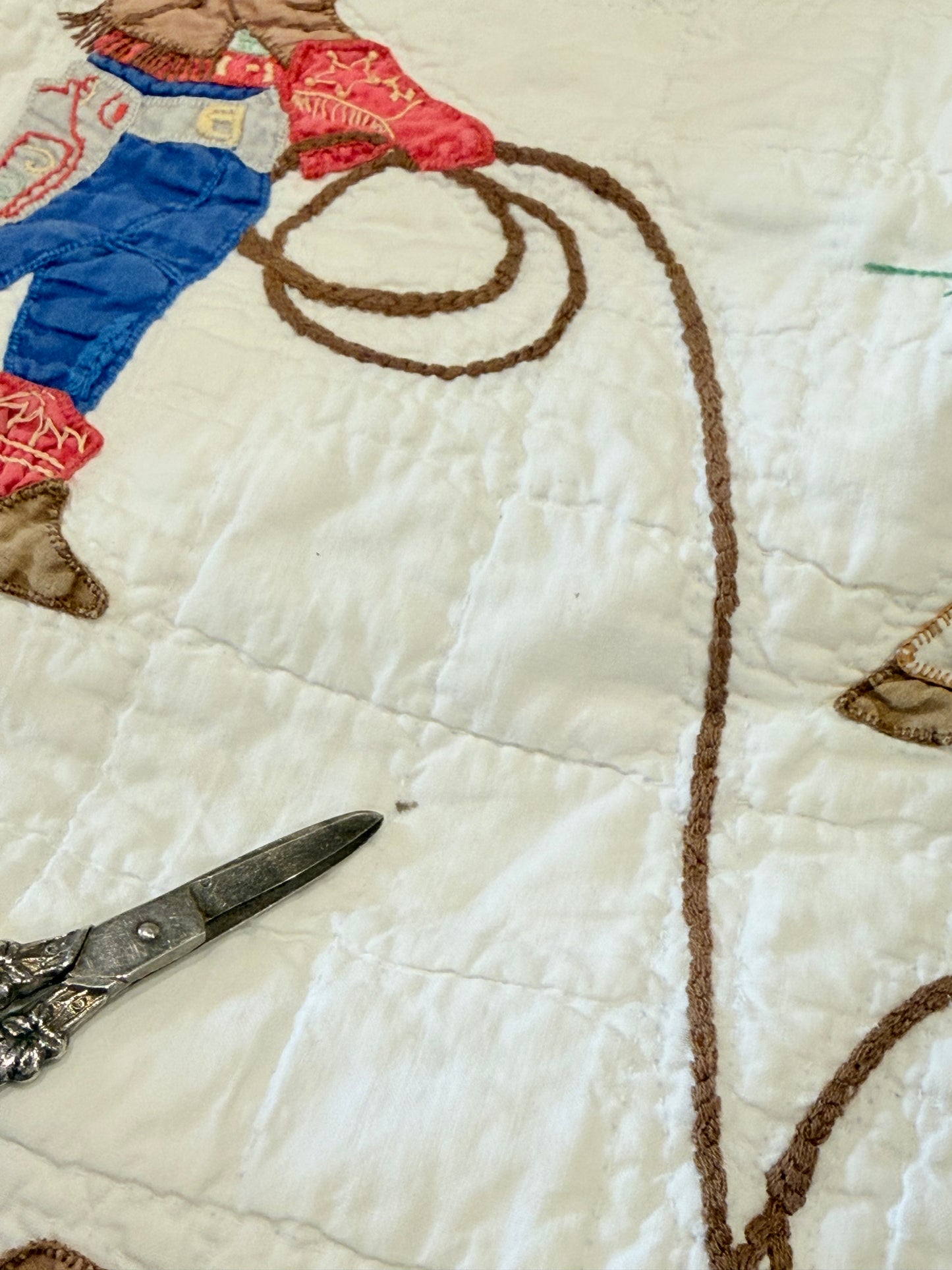 Little Mavericks Western Pictorial Cowgirl/ Cowboy  Vintage Quilt