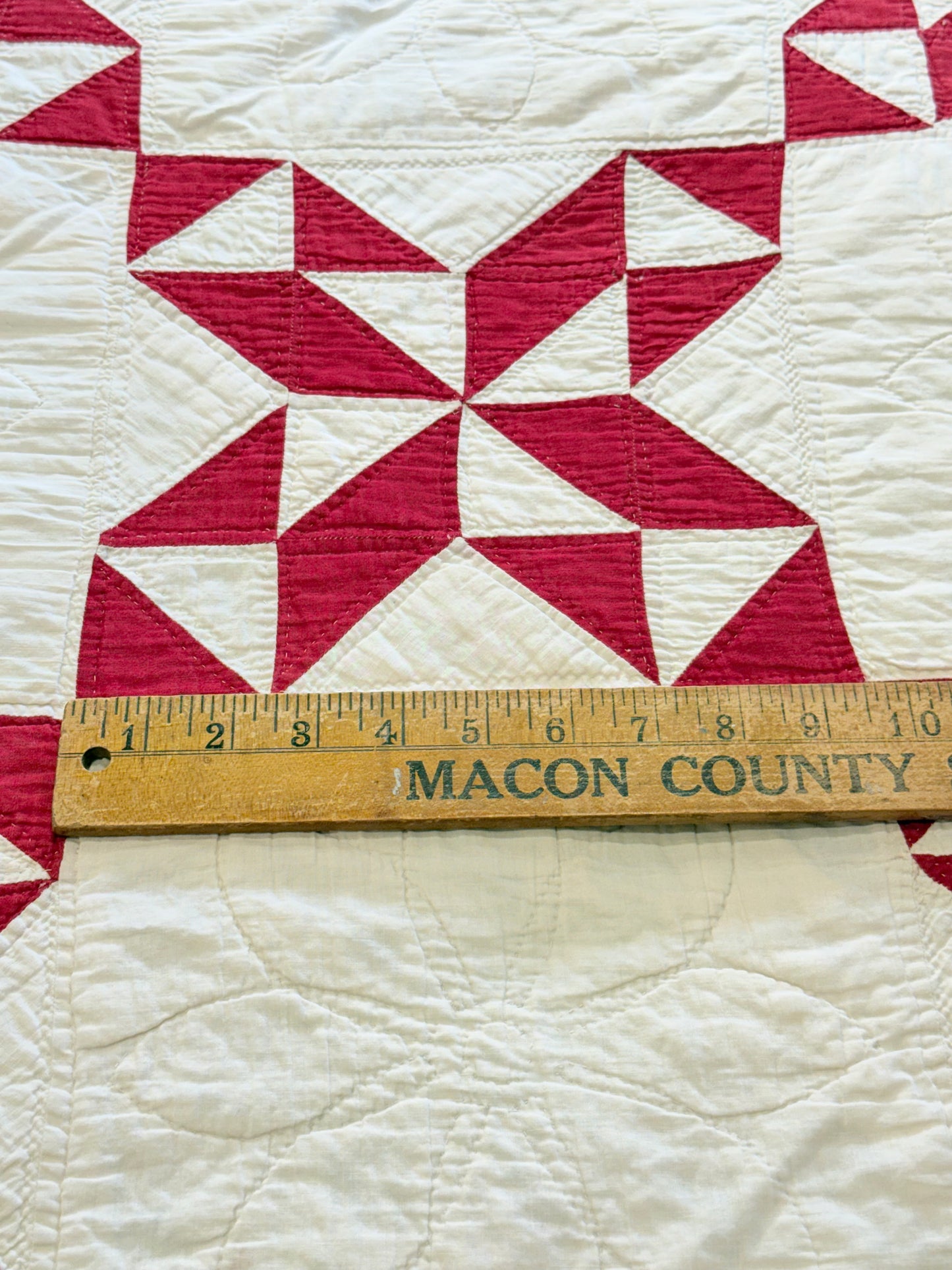 Red and White Barbara Frietchie’s Rose Design Quilt