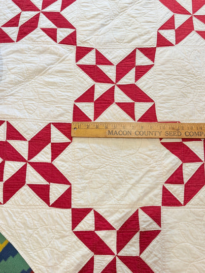 Red and White Barbara Frietchie’s Rose Design Quilt