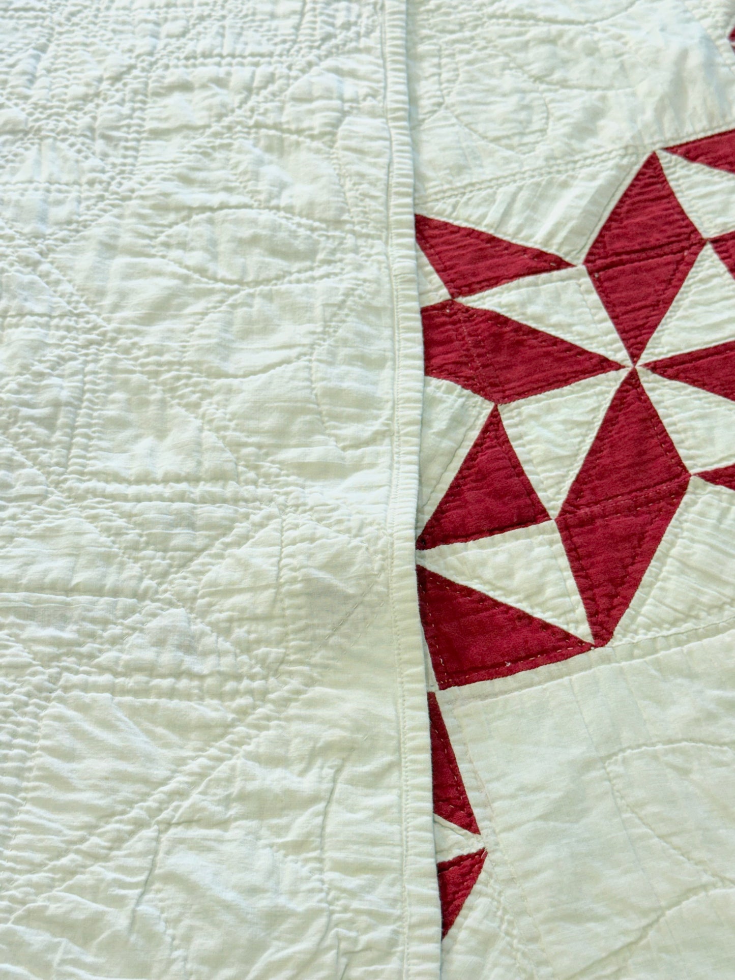 Red and White Barbara Frietchie’s Rose Design Quilt
