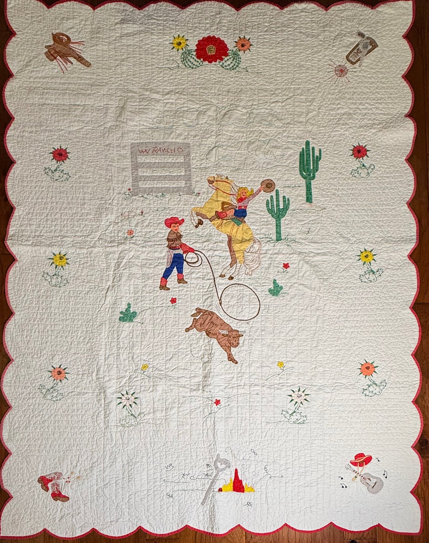 Little Mavericks Western Pictorial Cowgirl/ Cowboy  Vintage Quilt