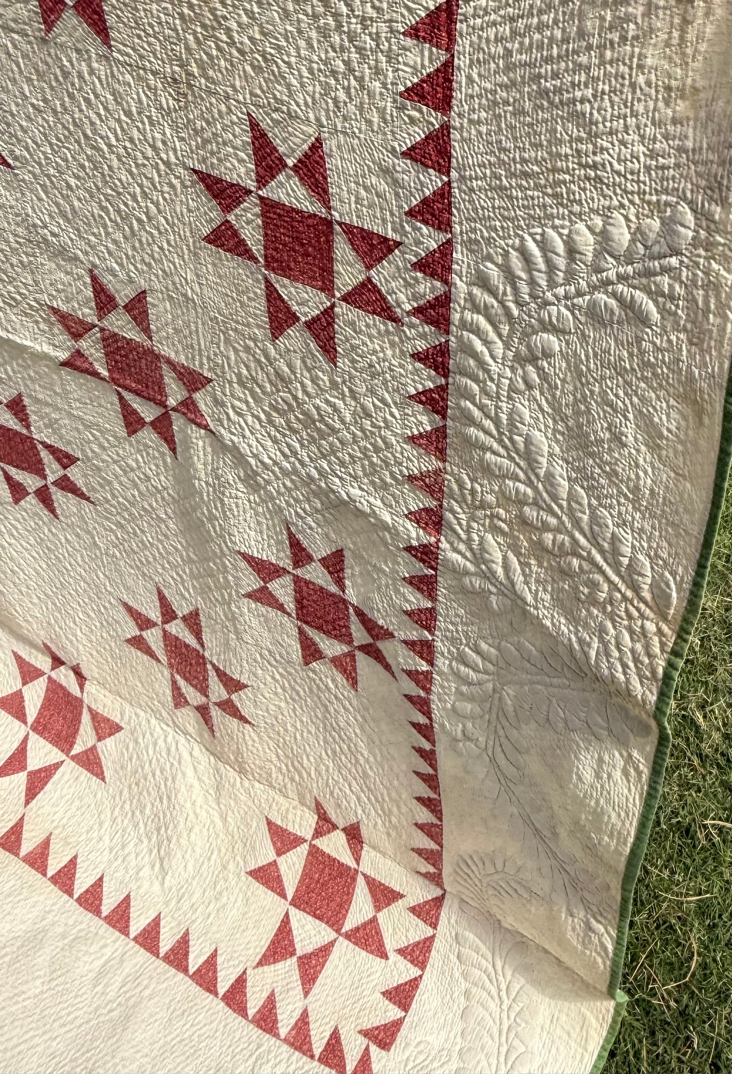Ohio Stars Signed And Dated Trapunto Quilt 1869