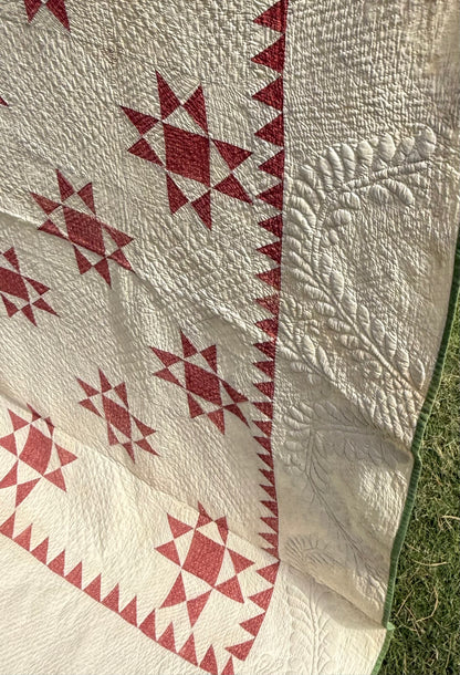 Ohio Stars Signed And Dated Trapunto Quilt 1869