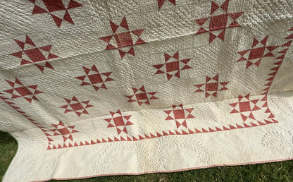Ohio Stars Signed And Dated Trapunto Quilt 1869