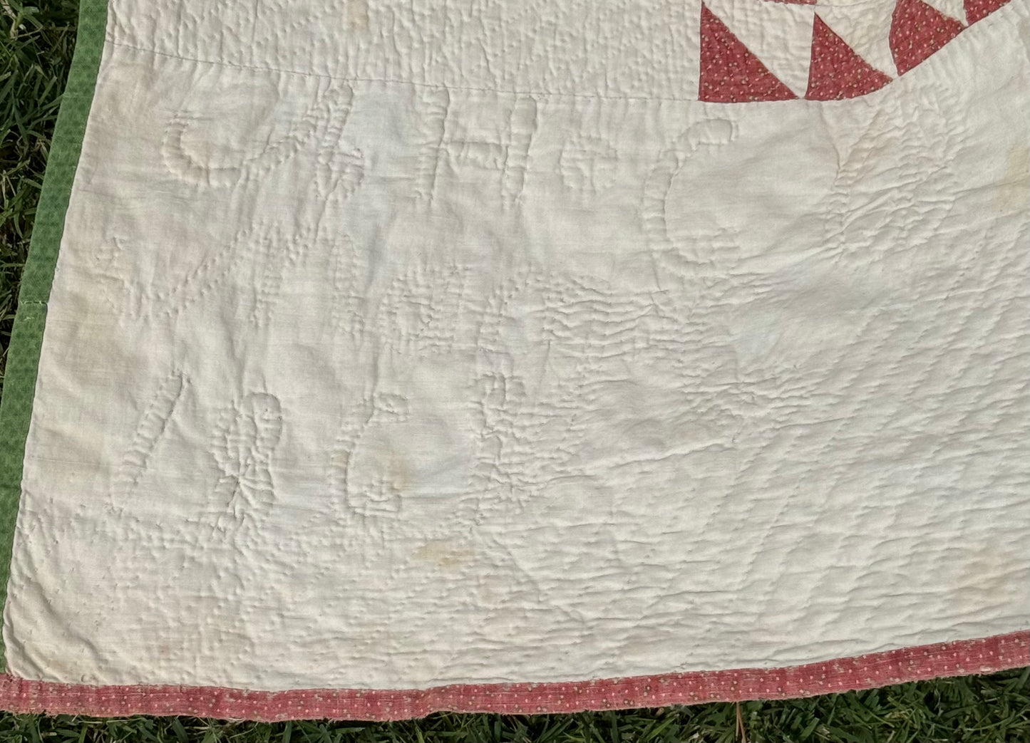 Ohio Stars Signed And Dated Trapunto Quilt 1869