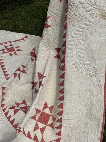 Ohio Stars Signed And Dated Trapunto Quilt 1869