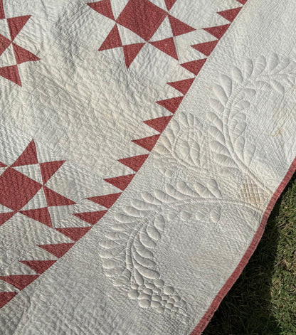 Ohio Stars Signed And Dated Trapunto Quilt 1869