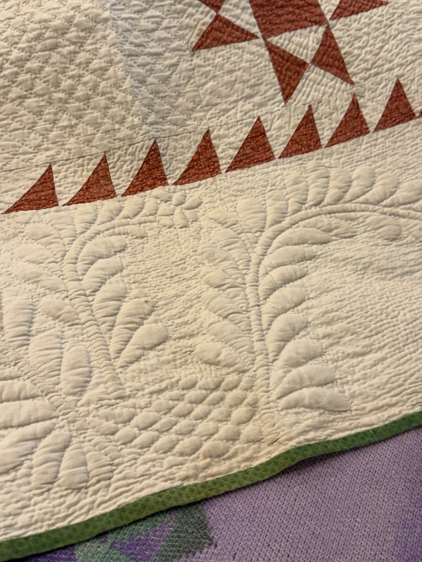 Ohio Stars Signed And Dated Trapunto Quilt 1869