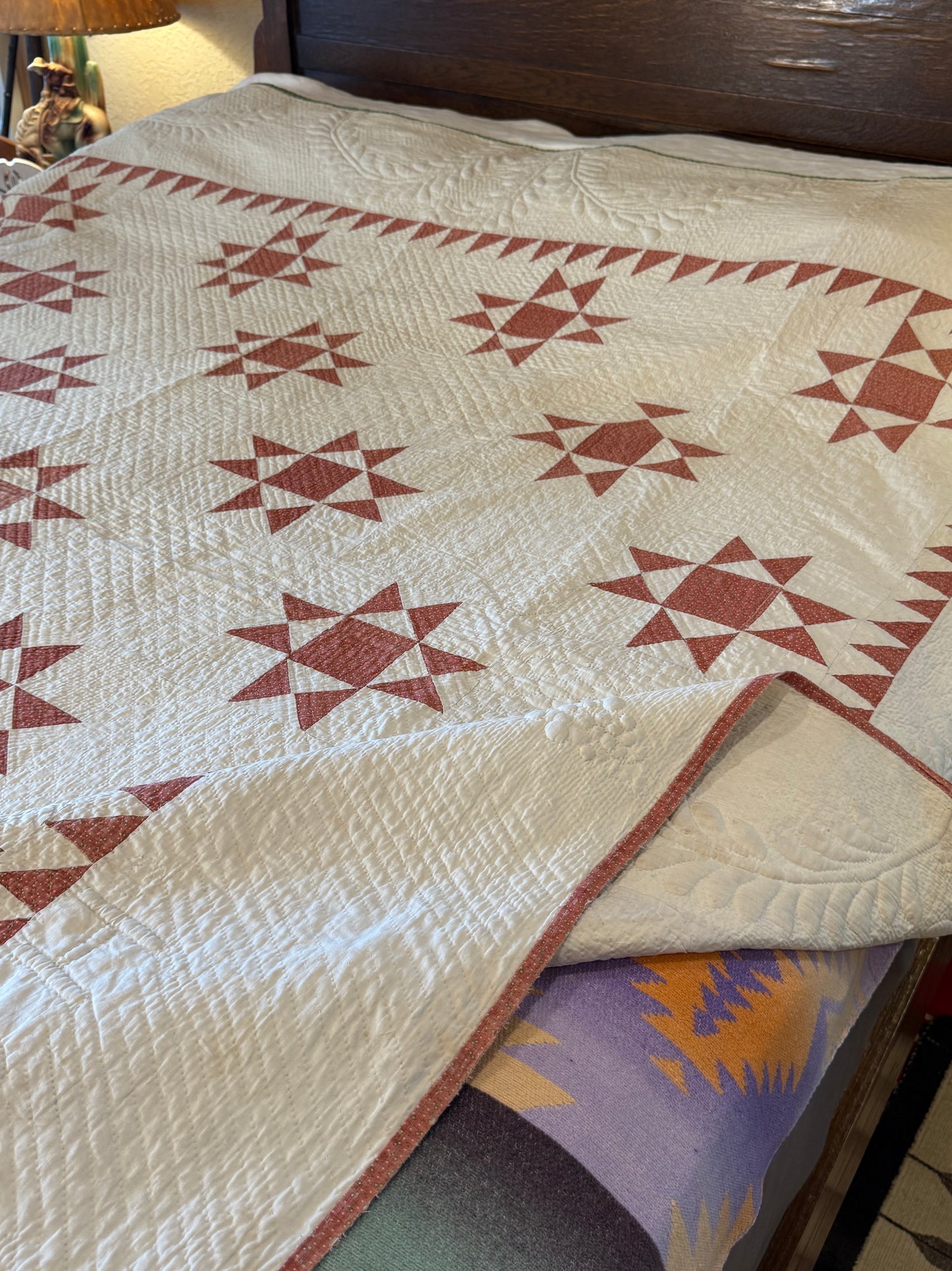 Ohio Stars Signed And Dated Trapunto Quilt 1869