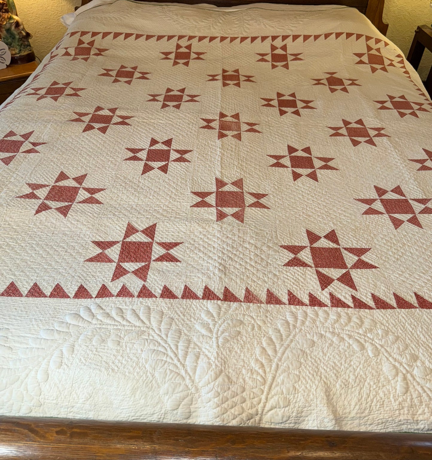 Ohio Stars Signed And Dated Trapunto Quilt 1869