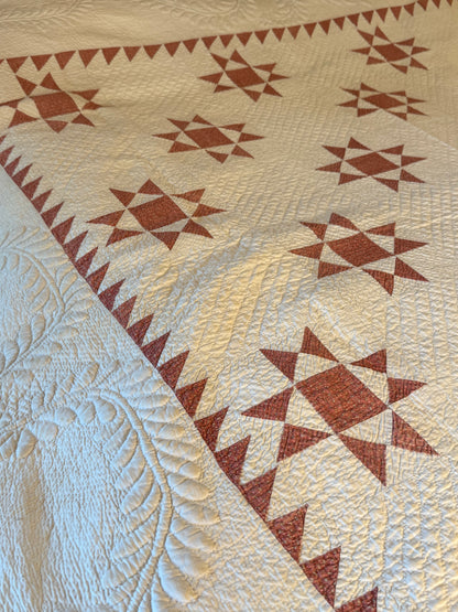 Ohio Stars Signed And Dated Trapunto Quilt 1869