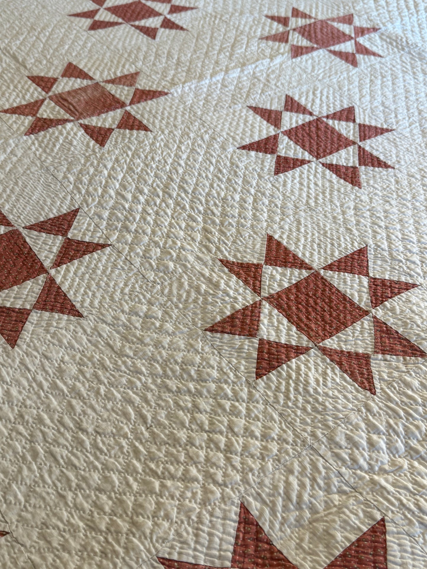 Ohio Stars Signed And Dated Trapunto Quilt 1869