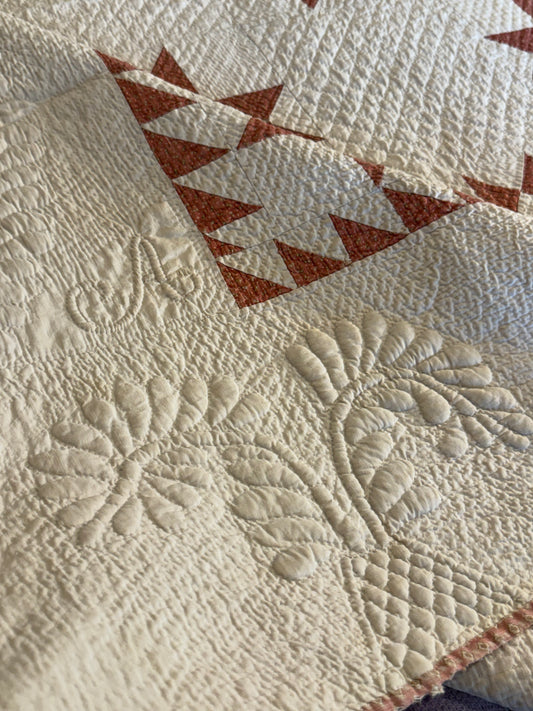 Ohio Stars Signed And Dated Trapunto Quilt 1869
