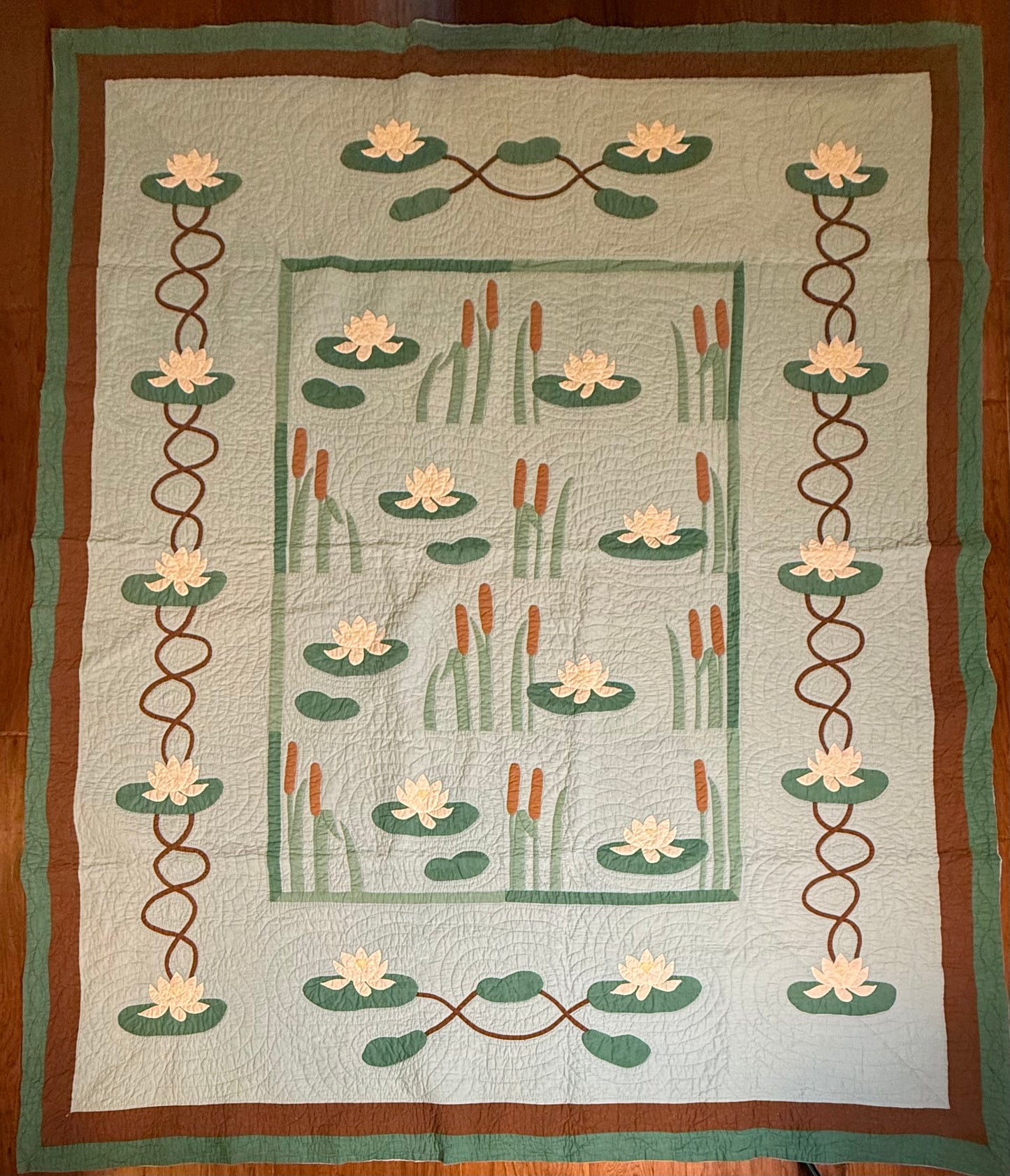 Signed and Dated Mountain Mist Water Lillies Quilt