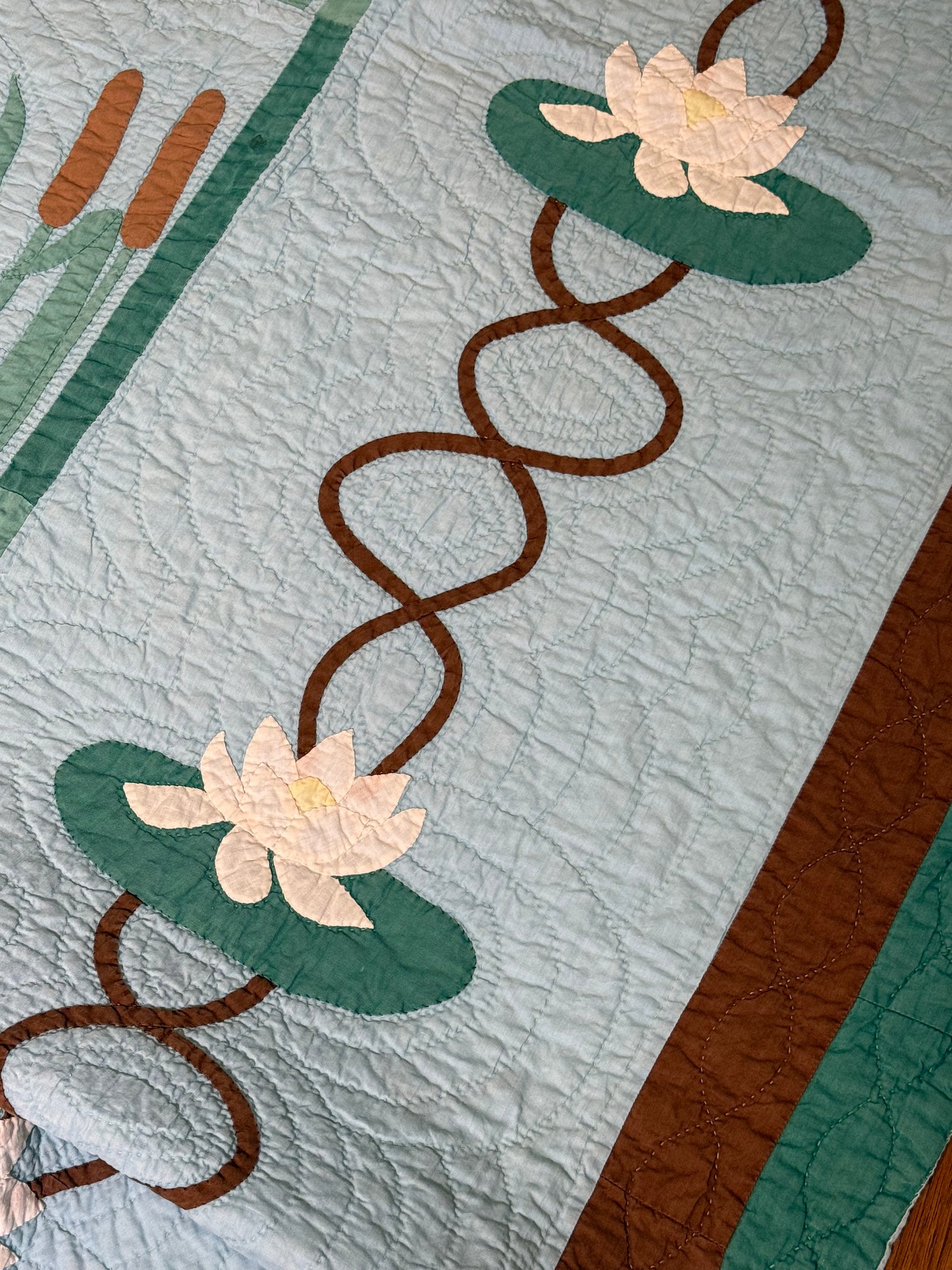 Signed and Dated Mountain Mist Water Lillies Quilt