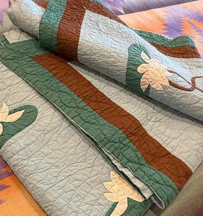 Signed and Dated Mountain Mist Water Lillies Quilt