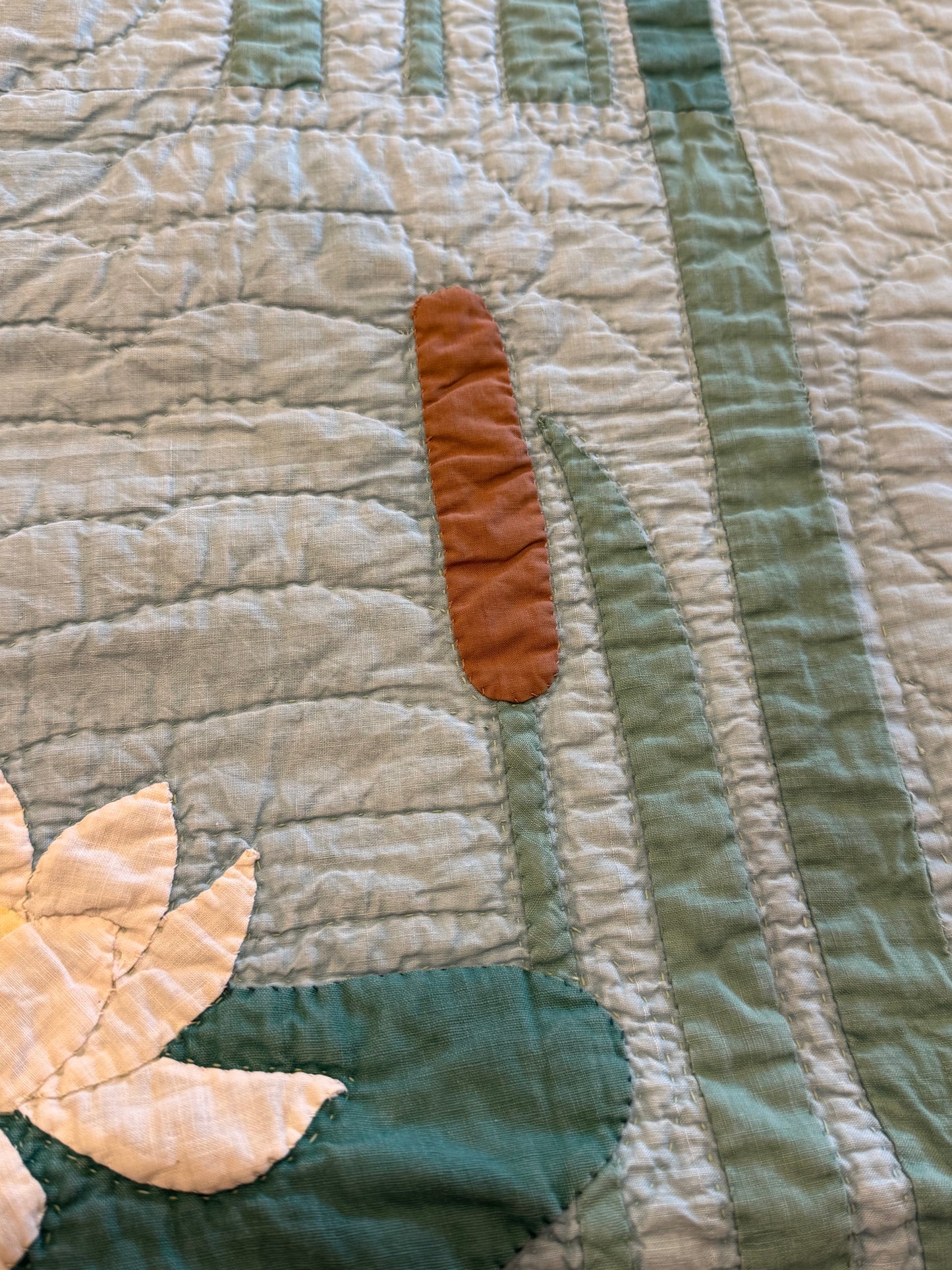 Signed and Dated Mountain Mist Water Lillies Quilt