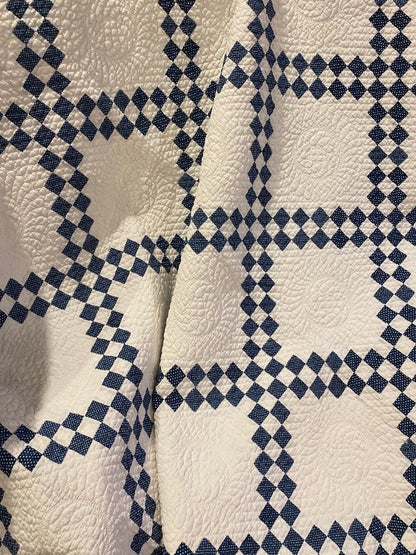 Indigo Blue and White Double Irish Chain Quilt