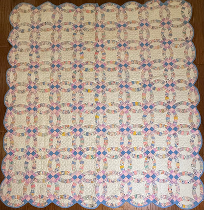 Smaller Scale Double Wedding Ring Quilt- Dated / Initials