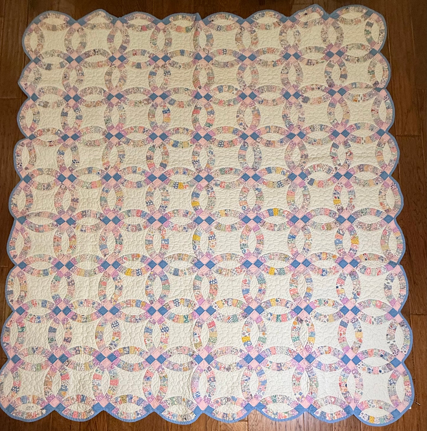 Smaller Scale Double Wedding Ring Quilt- Dated / Initials