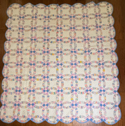 Smaller Scale Double Wedding Ring Quilt- Dated / Initials